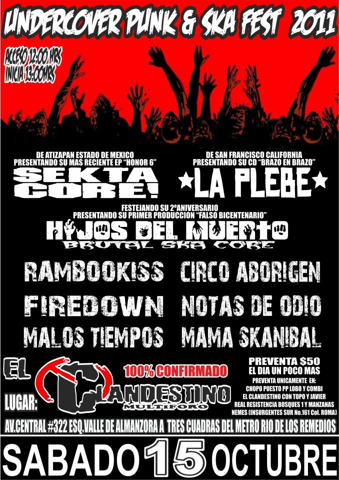 UNDERCOVER PUNK & SKA FEST 2011 
MULTIFORO EL CLANDESTINO
15 DE OCTUBRE DE 2011 


POR.-  VEREWAIS ALVARADO


REAL RESISTENCIA Y MULTIFORO EL...